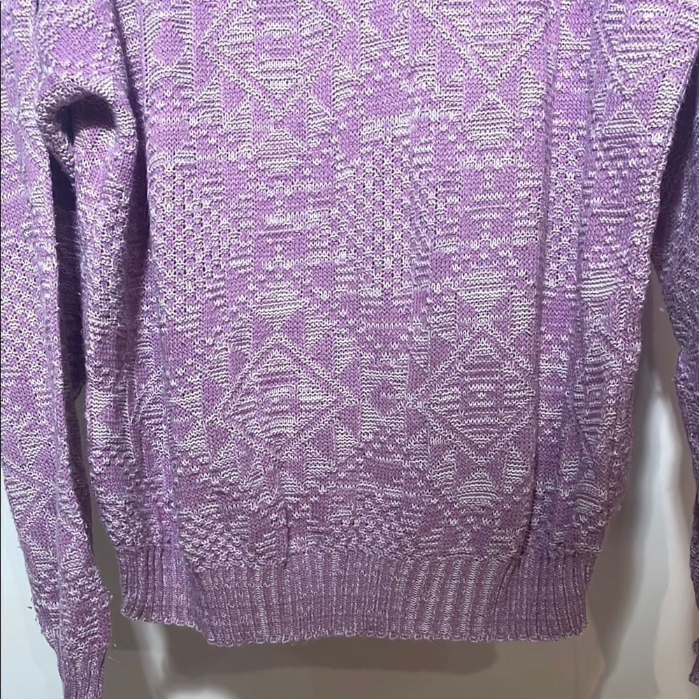 Purple Geometric Pattern Men's Sweater - Picture 4 of 9